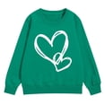thumbnail image 2 of UACY Girls Preppy Heart Sweatshirts Cute Oversized Pullover Kid Valentines Day Graphic Crewneck Athletic Sweaters with Pocket ﻿ (Blackish Green, 13-14 Years), 2 of 8