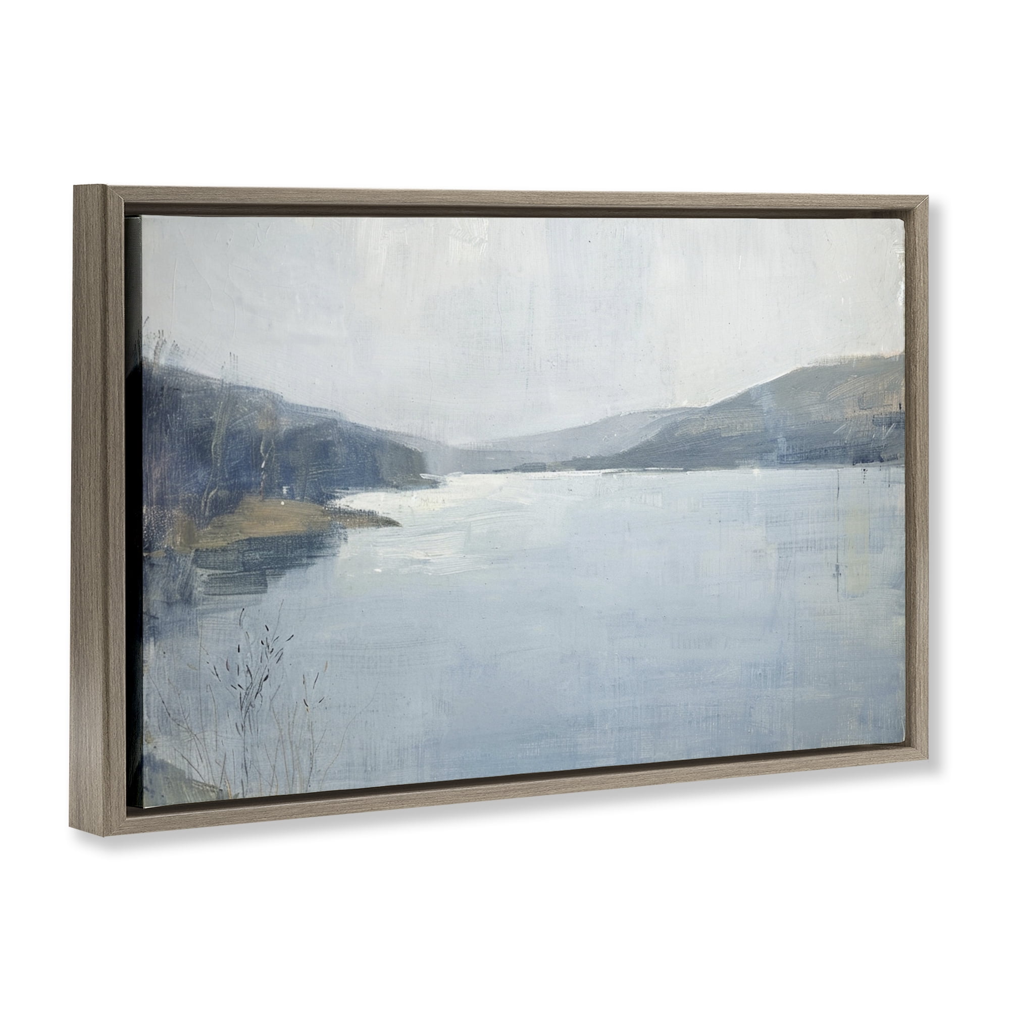Stupell Industries Faded Distant Mountains Landscape & Nature Painting Brown Floater Framed Canvas Art Print Wall Art, 25 x 17