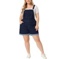 thumbnail image 2 of DARING DIVA Women's Plus Size Jumpsuit Roll Hem Pocket Denim Overalls 6X Dark Blue, 2 of 6
