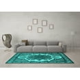 thumbnail image 3 of Ahgly Company Machine Washable Indoor Square Oriental Turquoise Blue Industrial Area Rugs, 5' Square, 3 of 4