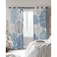 thumbnail image 4 of Blue Grey Coastal Blackout Curtains for Bedroom Living Room Darkening Curtains 54 Inch Long Summer Beach Coral Shell Starfish Short Curtain for Small Window Treatment Grommet Drapes 52"x54"x2, 4 of 9