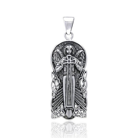 Angel of Devotion Cross 925 Sterling Silver Pendant Religious Spitual Jewelry