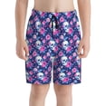 thumbnail image 2 of Cauagu Skull Flower Print Swim Trunks for Men,Youth Boys Swim Shorts Compression Liner Beach Shorts Boys' Swimming Shorts 7-20 Years Bathing Suit-Small, 2 of 7