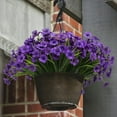 thumbnail image 2 of 10 Bundles Artificial Outdoor UV Resistant Flowers No Fade Fake Outside Flowers Plastic Greenery Faux Shrubs Garden Porch Window Box Home Decoration(Purple), 2 of 5