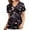Black, variant on Ichuanyi Womens Shirts , Blouse For Women Women Uniform Working Clothing Print V Neck Short Sleeve Tops With Pocket