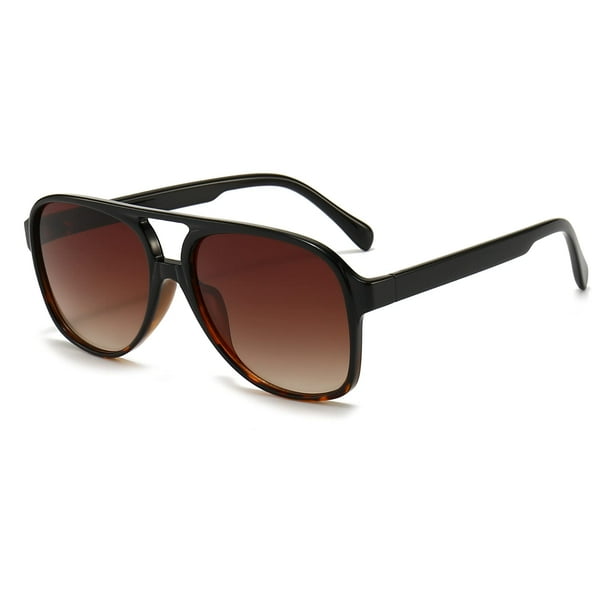 Gafas de sol polarizadas Retro para mujeres y hombres, gafas de sol de piloto Vintage de gran tamaño de los años 70, marco cuadrado grande, gafas Retro de doble puente Anti UV JFHHH pequeña