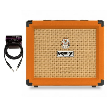 Orange Amps Crush 20 Analogue Combo Amplifier, 20W, Twin Channel (Orange) Bundle with 10 ft Instrument Cable
