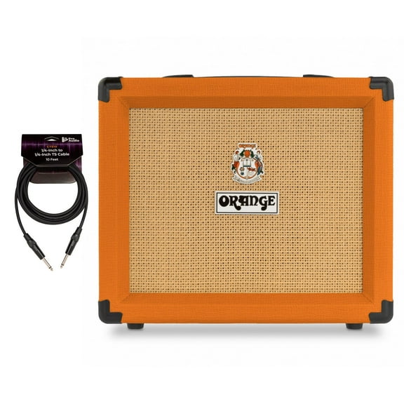 Orange Amps Crush 20 Analogue Combo Amplifier, 20W, Twin Channel (Orange) Bundle with 10 ft Instrument Cable
