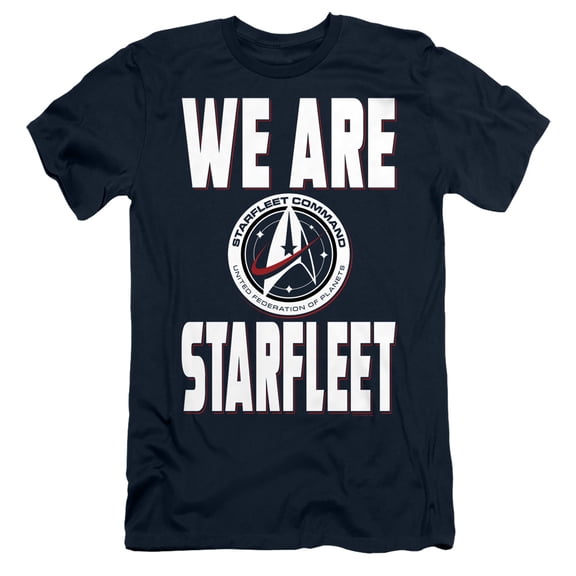Star Trek Discovery We Are Starfleet Adult 30/1 T-Shirt Navy