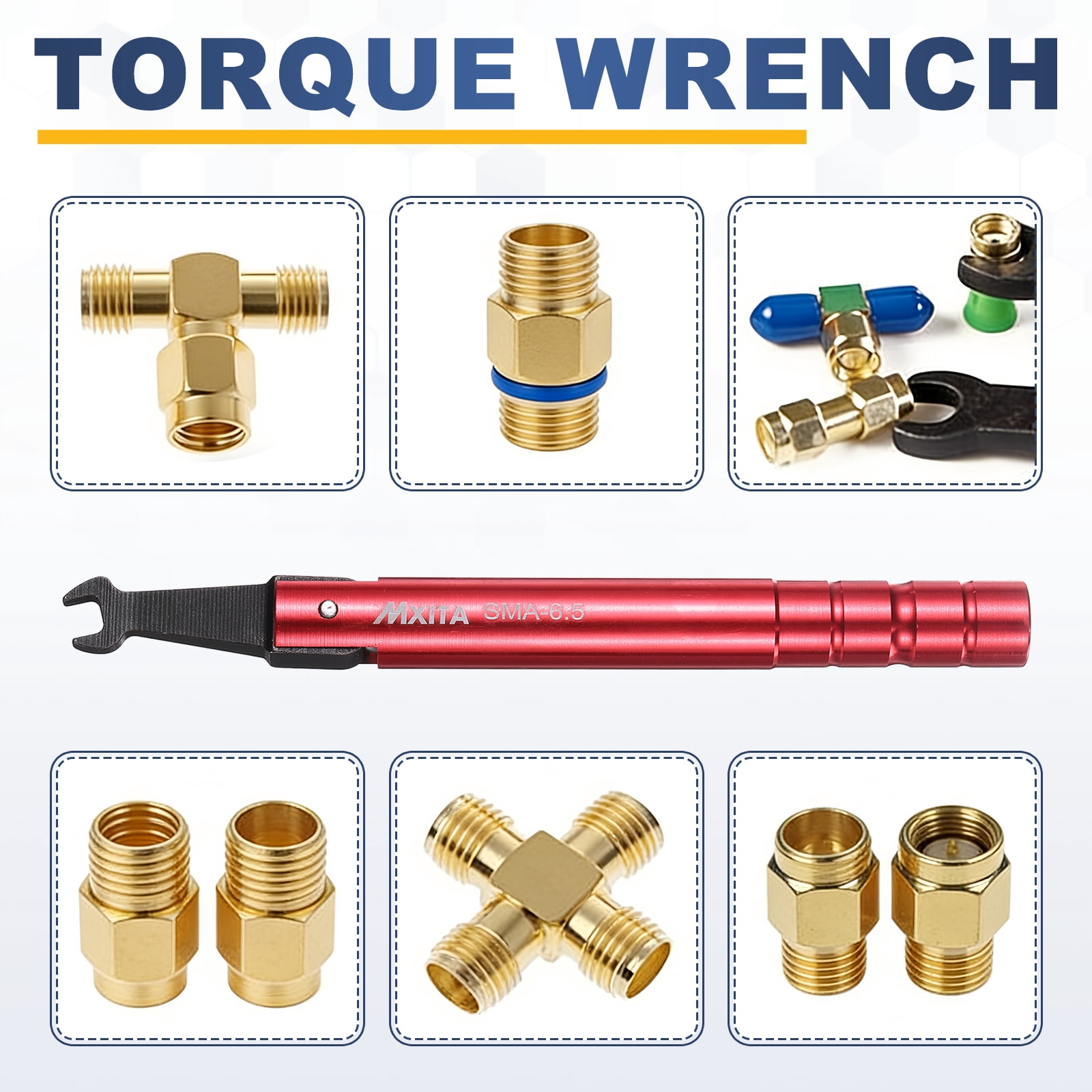 Uxcell Torque Wrench for RF Connector Opening 6.5mm (1/4") 9 in lbs (1 Nm) Alloy Steel Convertor Portable Spanner for Professionals Industry Red