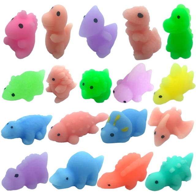 5 piezas de juguetes para apretar con forma de animal, suave TPR, minimuñeco de dinosaurio flexible, juguete para aliviar el estrés, adorable dinosaurio, juguetes para apretar, juguetes sensoriales