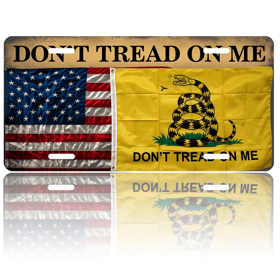 1 Pcs 2D Flat License Plate Covers & Frames, Dont Tread on Me For Decorative Front, Waterproof For Decoration Aluminum License Plate Covers & Frames Cover For Men Women, 12" X 6"