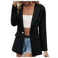 thumbnail image 2 of 2023 Blazers for Women Business Casual Waffle Knit Lapel Collar Long Sleeve Buttons Blazer Cardigan Fall Clothes Open Front Work Office Suit Jackets, 2 of 7