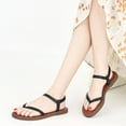 thumbnail image 3 of Ecetana Sandals for Women Soft Leather Strappy Flat Sandals for Women with Elastic Strap, 3 of 6