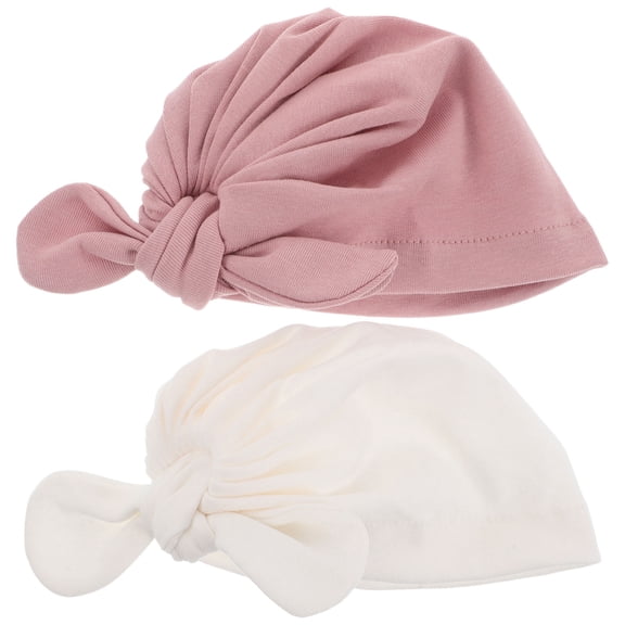 WRITWAA 2pcs Baby Headwrap Set Knotted Cotton White Soft Headbands for Newborns and Outdoor Use
