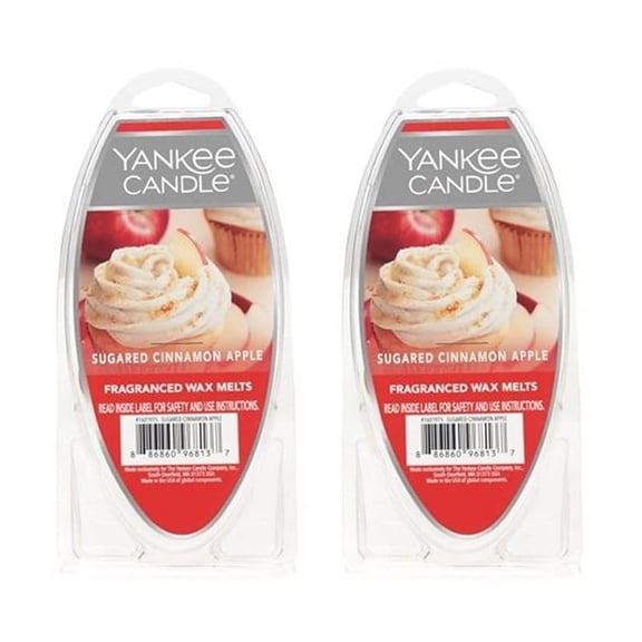 Yankee Candle Sugared Cinnamon Apple Fragranced Wax Melts, 2.6 oz Pack of 2