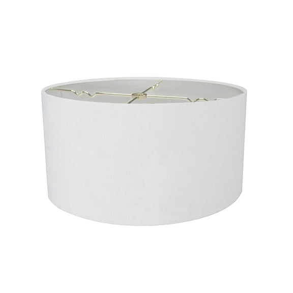 16"W x 9"H White Linen Hardback Shallow Drum Lampshade