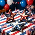 thumbnail image 4 of Nkmbld 3Pcs 4th of July Wooden Star Ornaments Patriotic Tiered Tray Decor, Vintage Star Shaped Wood Blocks, Rustic Tabletop Sign Independence Day Party Decor, 4 of 8