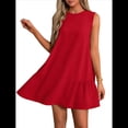 thumbnail image 1 of Vestido Tipo Chaleco Sin Mangas con Cuello Redondo en Color Liso, Rojo, Talla S, 1 of 6