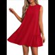 thumbnail image 1 of Vestido Tipo Chaleco Sin Mangas con Cuello Redondo en Color Liso, Rojo, Talla S, 1 of 6