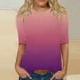 thumbnail image 2 of YABCSAZ Womens Tops Half Sleeves Round Neck Gradient T Shirts Casual Loose Fit Pullover Tunic Tops Fall Trendy Casual Tee Shirts Womens Summer Tops, 2 of 5