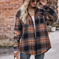 thumbnail image 2 of Fall Winter Savings Clearance 2024! TAGOLD Women Cardigan, Women's Fashion Loose Plaid Printed Lapel Shirt T-shirt Top, 2 of 5