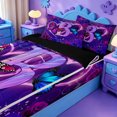 thumbnail image 3 of meiyoeat Heart Initial B Zipper Twin Comforter Sets With Fitted Sheet And 2 Pillowcases,Purple Butterfly Flower Blossom Zipper Bedding Set For Girl,Black Reversible,4 Pieces, 3 of 7