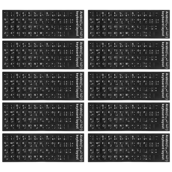 HONMEET 10pcs PVC Keyboard Stickers for Laptop Arabic English Ukrainian Language Input Assistance