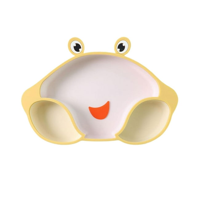 Plato de cena de silicona antideslizante, plato de comida, mantel de alimentación de entrenamiento, platos de bebé con succión para Amarillo CUTICAT Plato de cena para niños pequeños