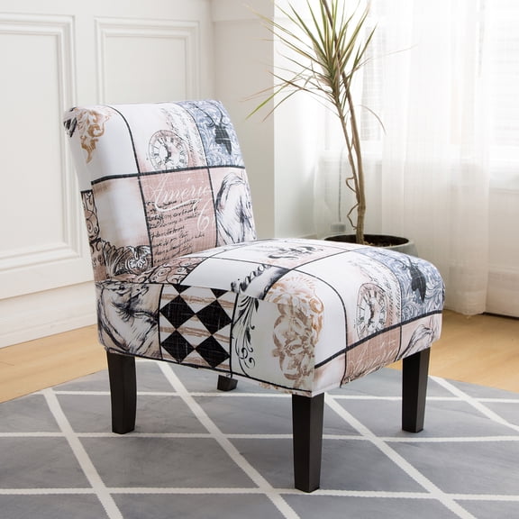 SUNICOL Stretch Accent Chair Cover Printed Floral Slipper Chair Slipcover, Elastic Spandex Armless Chair Protector Cover for Living Room Bedroom Home Decor, Universal Fit