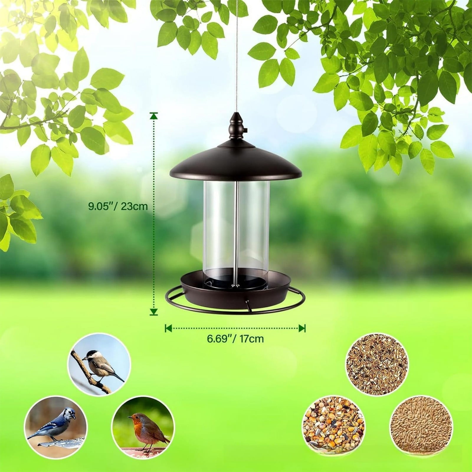 YFGEFTR Bird Feeder with Pole Standing - Metal Outdoor Bird Feeder for Wild Small Birds, Perfect for Yard Lawn Garden & Patio Decorations, Ideal Gifts for Mom Dad Grandparents