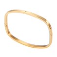 thumbnail image 1 of Bangle Bracelets for Women, Stainless Steel Glossy Rounded Rectangle Bangles with Rhinestones, Women s Silver Gold and Rose Gold Bangle Set Gold , Middle, 1 of 2