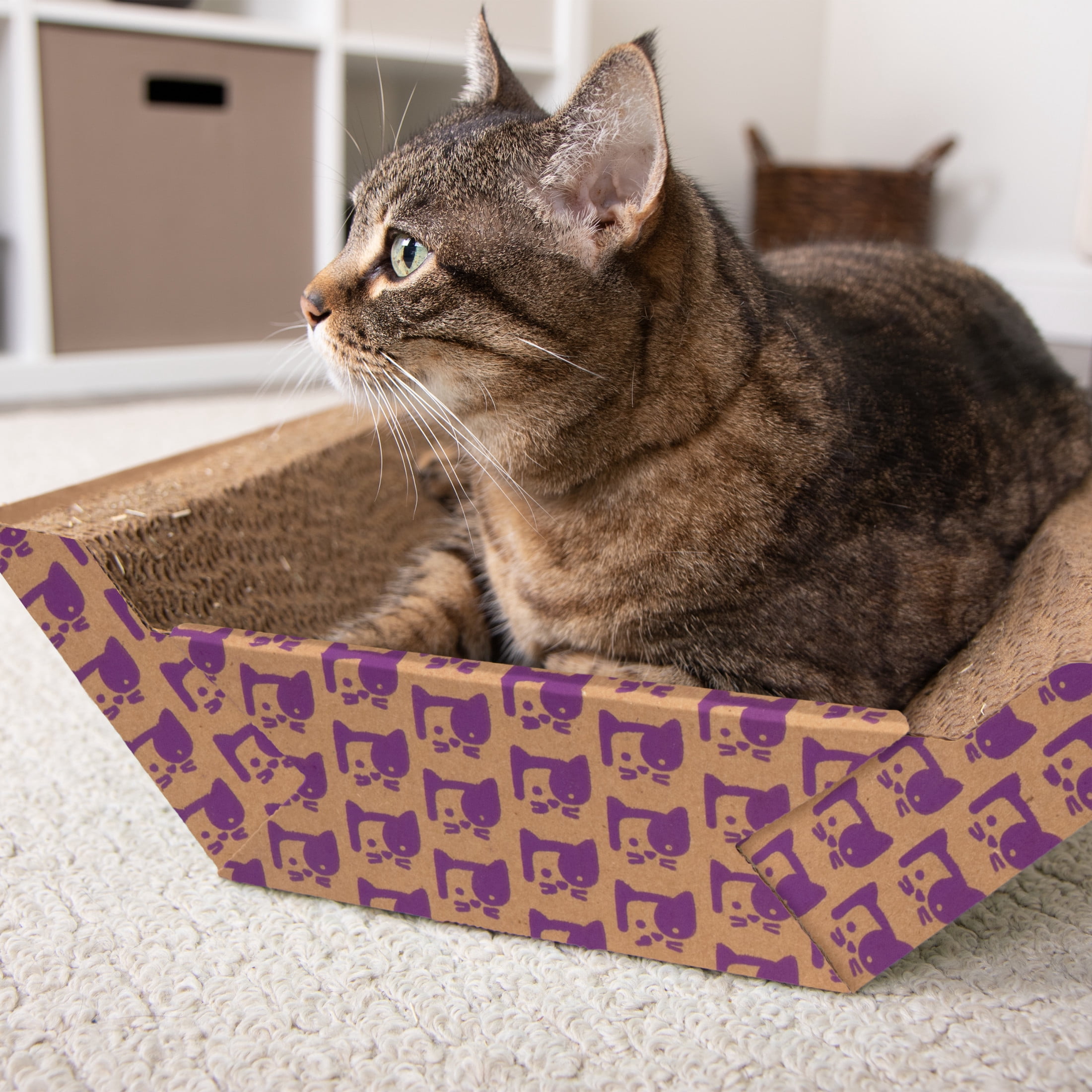 (3 pack) SmartyKat Super Scratcher Chaise, Catnip-Infused Corrugate Cat Scratcher & Lounge