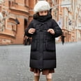 thumbnail image 5 of NAISIBABY Girls Parka with Pockets, Zip Up Thermal Windproof Hooded Winter Over Knee Length Puffer Coat Black 13T, 5 of 7