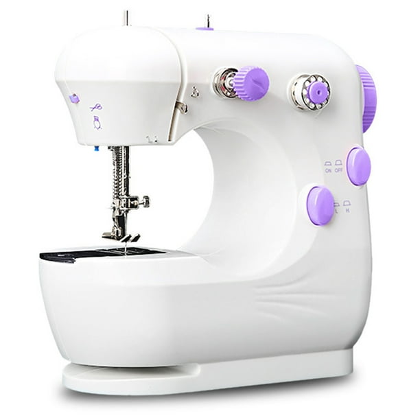 Moyic Mini máquina de coser eléctrica, costura portátil de plástico ABS para ropa de sastre, suministros de costura para manualidades Tela de costura y artesanía Enchufe morado de EE. UU. Moyic JJ19970-06