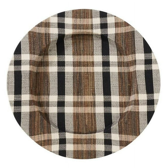 SARO  13 in. Olivia Round Water Hyacinth Woven Plaid Chargers - Natural  Set of 4