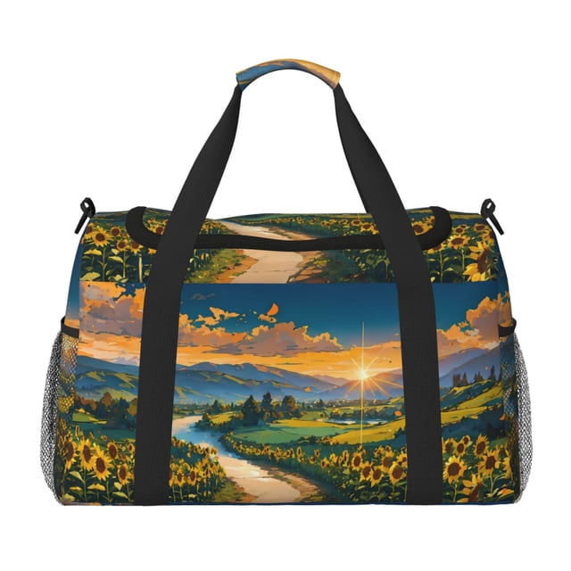 Disketp Sunflowers At Sunset Bolsa de Viaje Tipo Duffle, Bolso de Mano para Fin de Semana para Mujer, Bolsa de Gimnasio Ligera para Hombre, Esencial para Viajes