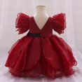 thumbnail image 4 of HBFAGFB Robe Formelle pour Filles Robe d'Invitée de Mariage Nœud Papillon Jupe Longue Élégante Rouge Taille 80, 4 of 4