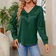 thumbnail image 4 of AherBiu Satin Tops for Women Dressy Casual Long Sleeve Shirt Elegant Ladies V Neck Formal Tops Blouse, 4 of 4