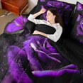 thumbnail image 4 of Homewish Valentine'S Day Rose 7-Piece Bedding Comforter Set,Romance Flower Floral King Bedding Sets,Purple Sequin Print Bed Sheets For Men Women,Luxury Bedroom Decor Reversible, 4 of 8