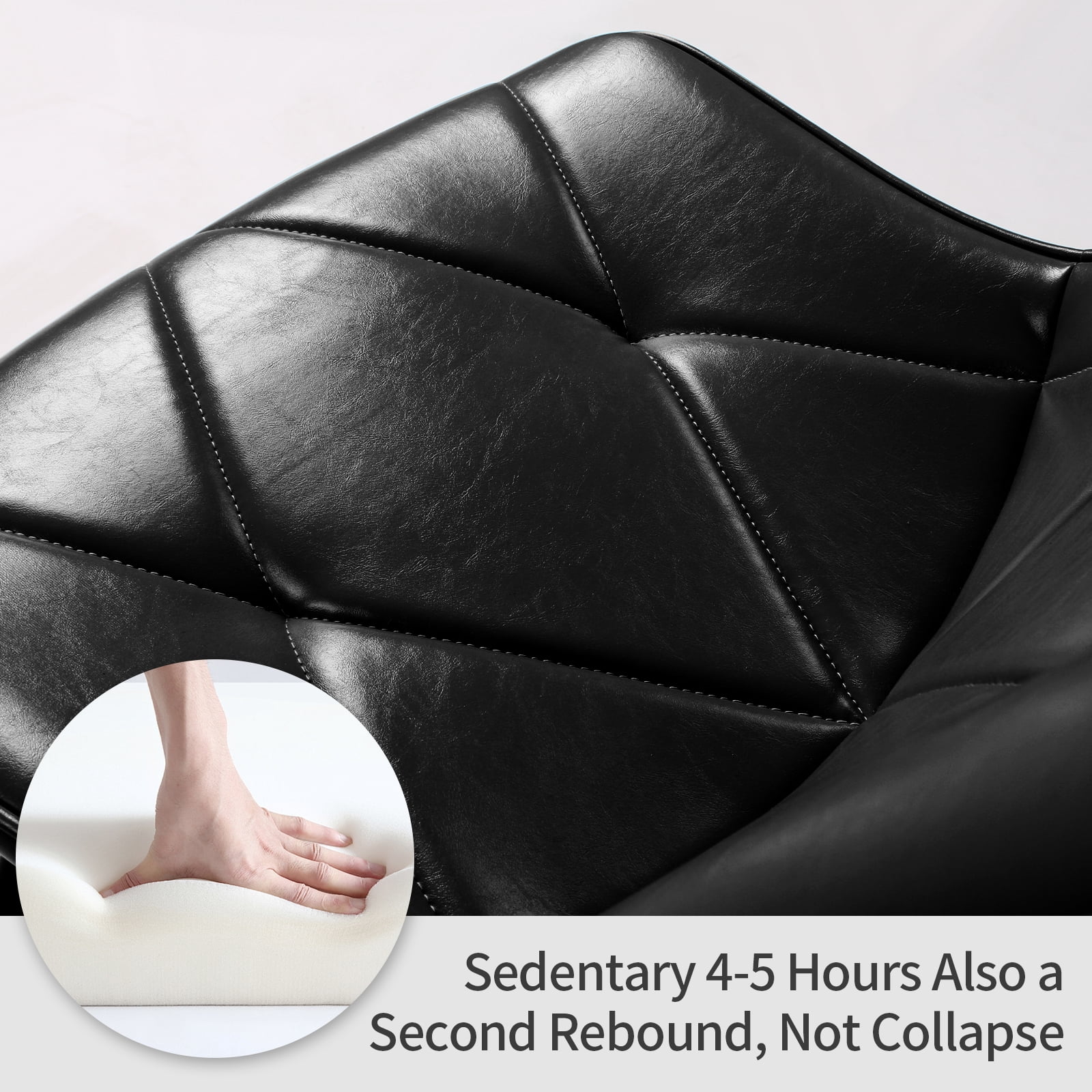 Set of 2 Black Faux Leather Dining Chairs, Ergonomic Backrest with Thick Foam Cushion, Metal Legs & FSC Frame, Waterproof Easy-Clean PU Leather, Hold Up to 300 lbs