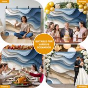 Blue Brown Ombre Backdrop for Photoshoot,Photography Photo Studio Background Wall Backdrop,Modern Moire Abstract Geometric Back Drop Banner Panel for Portraits Wedding Live Streaming Decor 7x5Ft