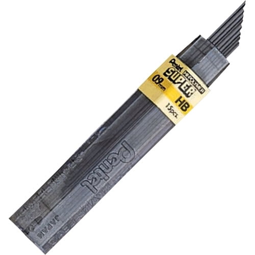 Pentel Super Hi-Polymer Leads 0.9 mmBold Point - HB - Black - 15 / Tub