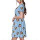 thumbnail image 2 of Easygdp Terrier para Vestido Transpirable de Mujer, Vestido Suelto de Manga Corta con Pliegues y Bolsillos para el Verano, 2 of 6