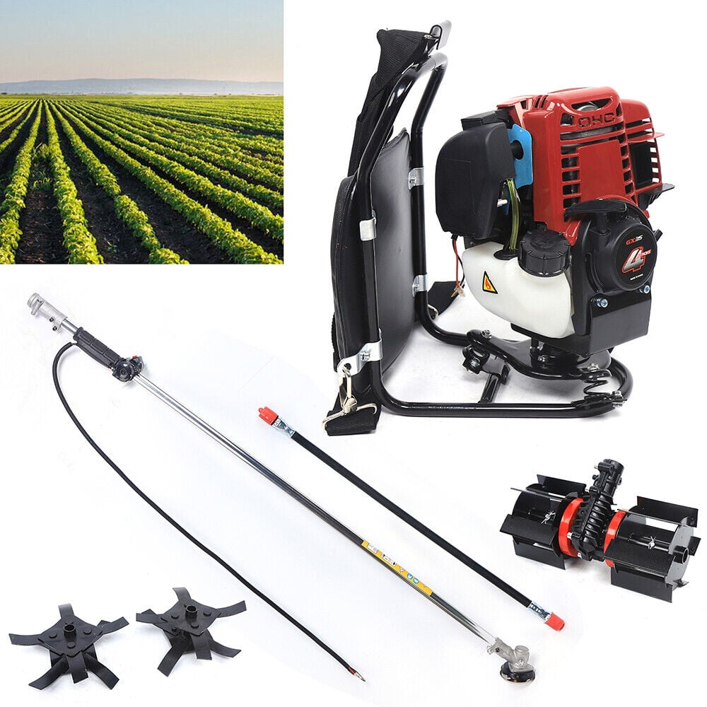 Oukaning 4Stroke Backpack Gas Power Brush Cutter Tiller Grass Hedge