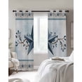 thumbnail image 4 of Country Star Blue Blackout Curtains for Bedroom Living Room Darkening Curtains 54 Inch Long Farmhouse Vintage Branches Wooden Short Curtain for Small Window Treatment Grommet Drapes 52"x54"x2, 4 of 9