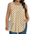 thumbnail image 2 of Besolor Plus Size Tank Tops for Women Polka Dots Crewneck Sleeveless Shirts Pleated Casual Loose Summer Blouse Tees, 2 of 6