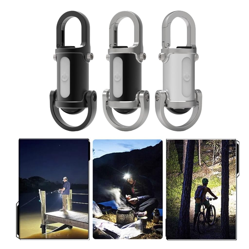 3-in-1 Keychain Flashlight Rechargeable 500/1200 Lumens EDC Tool with Red/Blue Strobe Emergency Phone Charger IPX7 Waterproof Portable Light for Outdoor Camping Hiking and Survival Gear