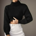 thumbnail image 4 of Gibobby Suéter de Punto, Suéteres de otoño para mujer 2023 de gran tamaño, cuello alto grueso, suéter de punto grueso(Negro,XG), 4 of 5