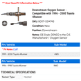 thumbnail image 2 of Downstream Oxygen Sensor - Compatible with 1996 - 2000 Toyota 4Runner 1997 1998 1999, 2 of 2